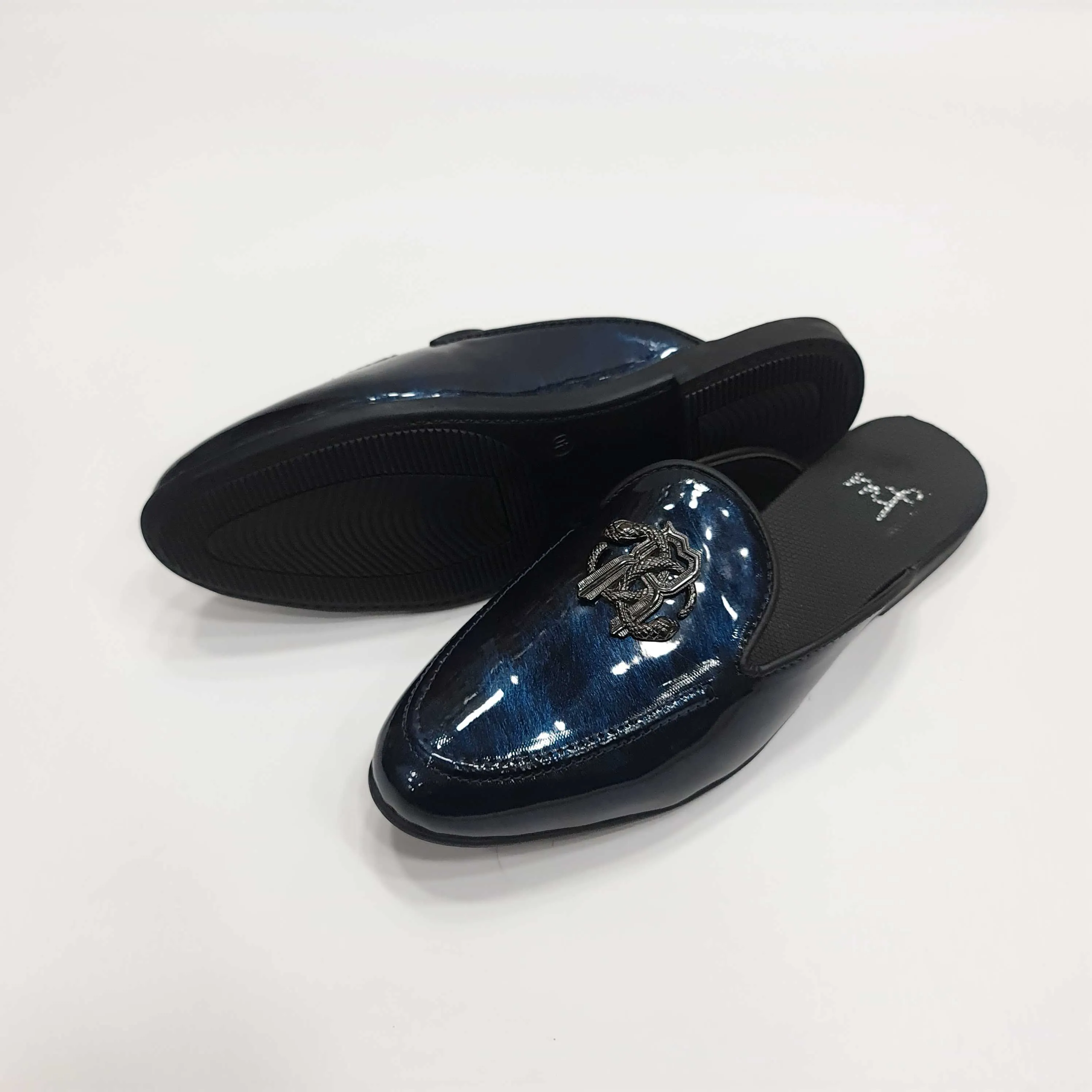 Patent Buckle Mules