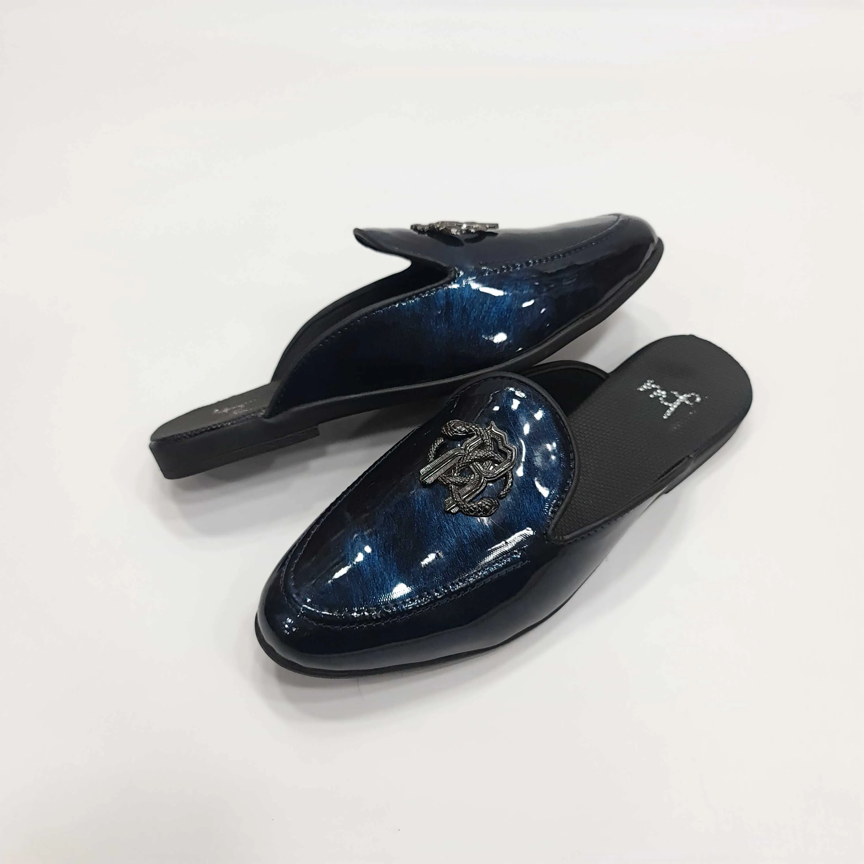 Patent Buckle Mules