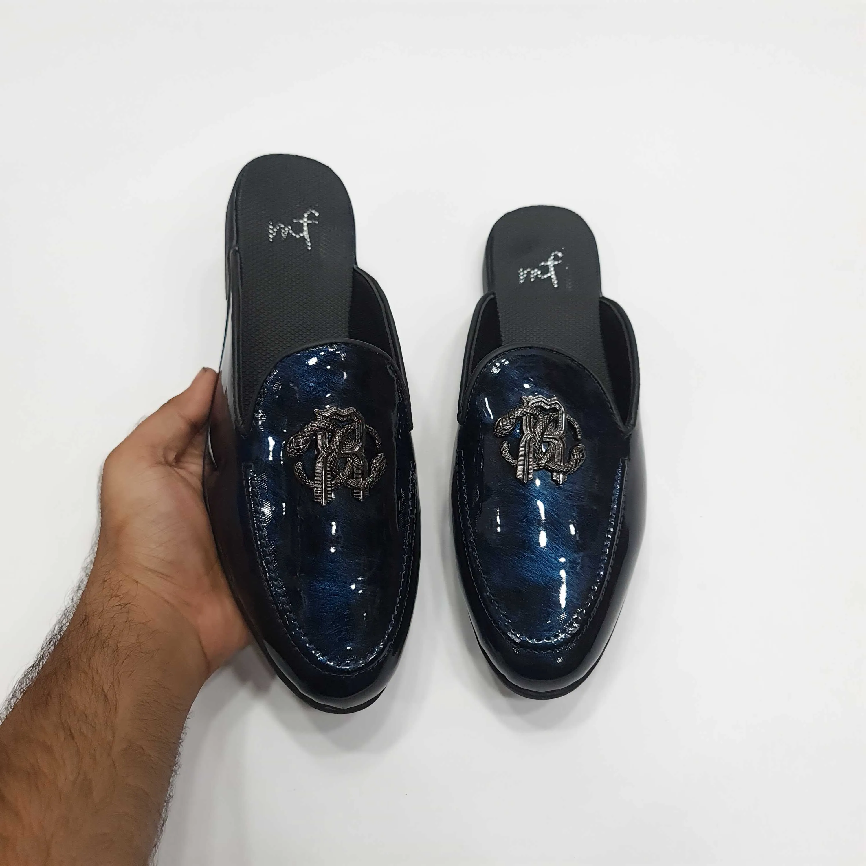 Patent Buckle Mules
