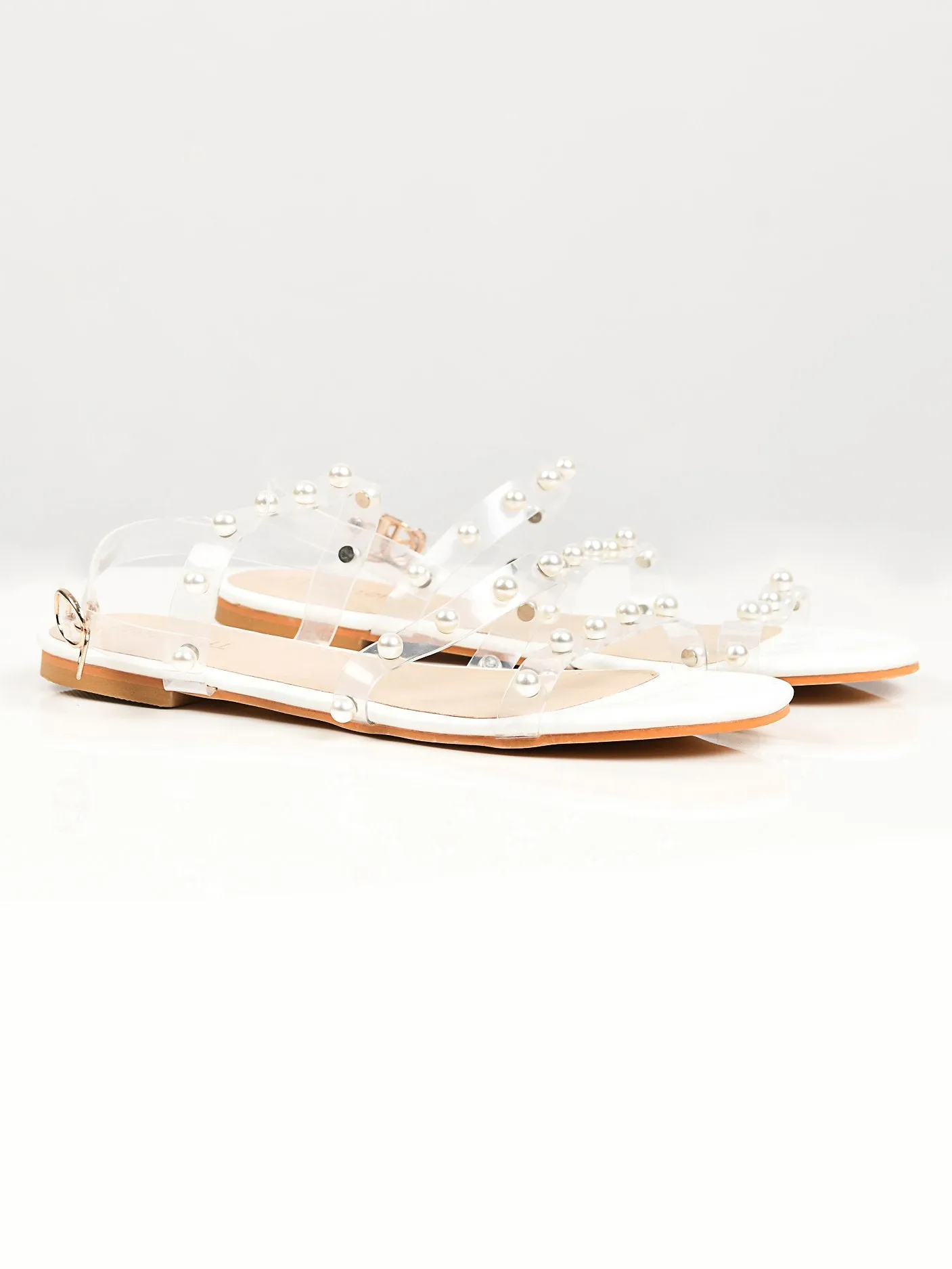 Pearl Studded Sandals - White