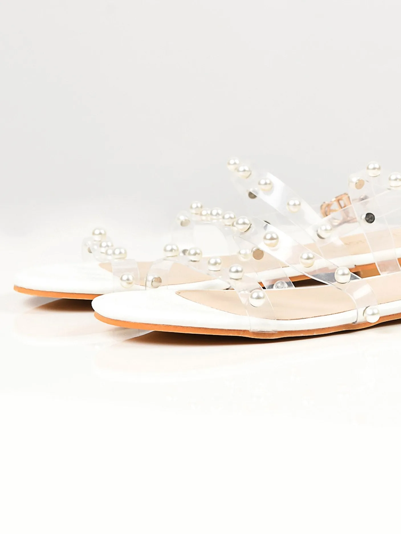Pearl Studded Sandals - White