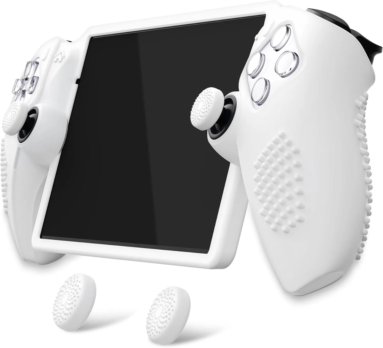 PlayVital Design for PS Portal Silicone Protective Case with Thumb Grips  Enhanced Grip Comfort | Anti-Slip 3D Studded Design | Full Protection | Perfect Fit - White