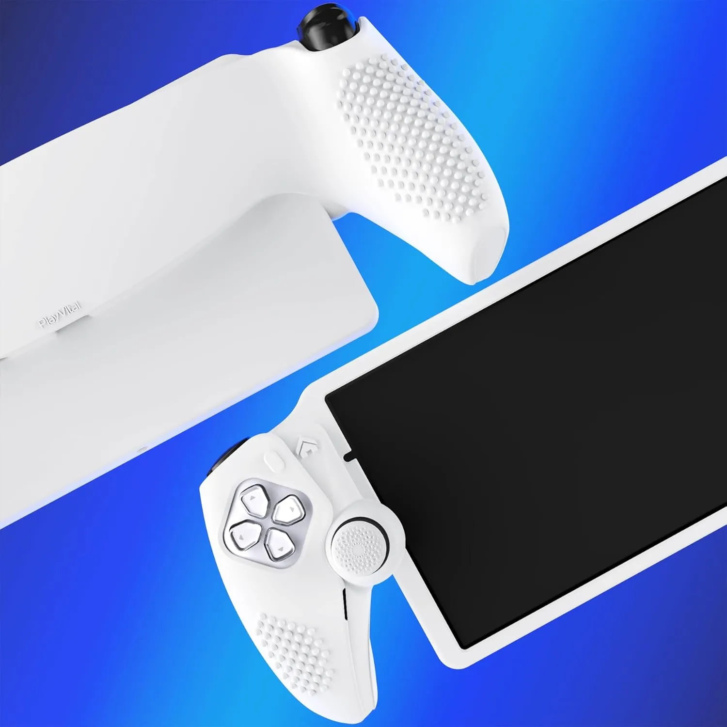 PlayVital Design for PS Portal Silicone Protective Case with Thumb Grips  Enhanced Grip Comfort | Anti-Slip 3D Studded Design | Full Protection | Perfect Fit - White