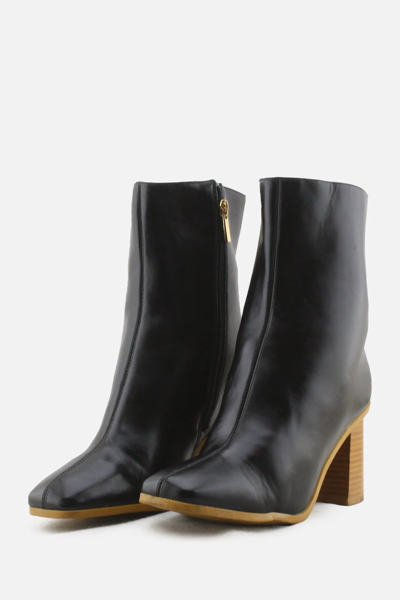 Primark Zipper Block Heels Ankle Boots | 100% Authentic Leather