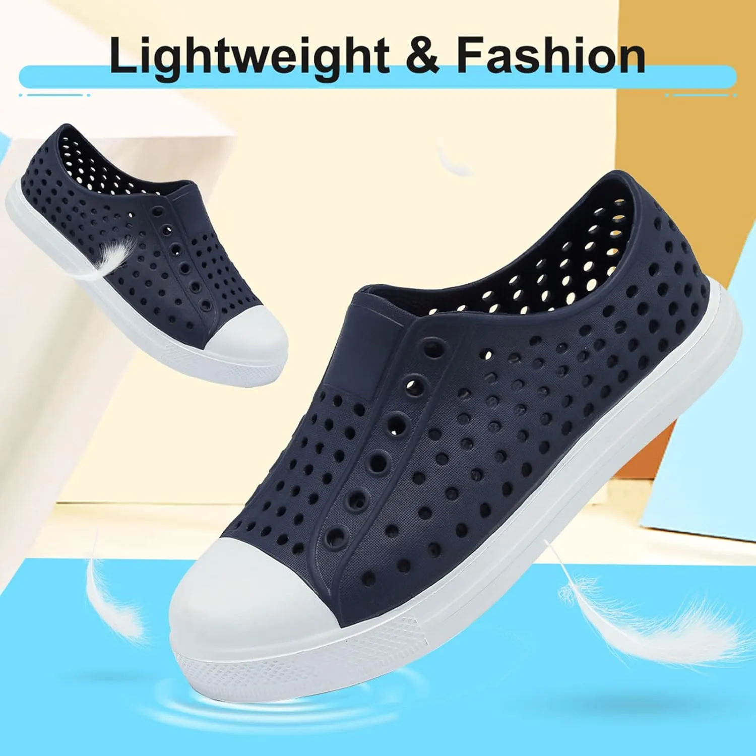 QLZ Toddler Kids Water Shoes for Boys Girls Garden Sandals Rubber Shoes Beach Sneakers, Slip-on Anti-Slip Lightweight Breathable Quick Dry Soft FlexibleToddler/Little Kid/Big Kid