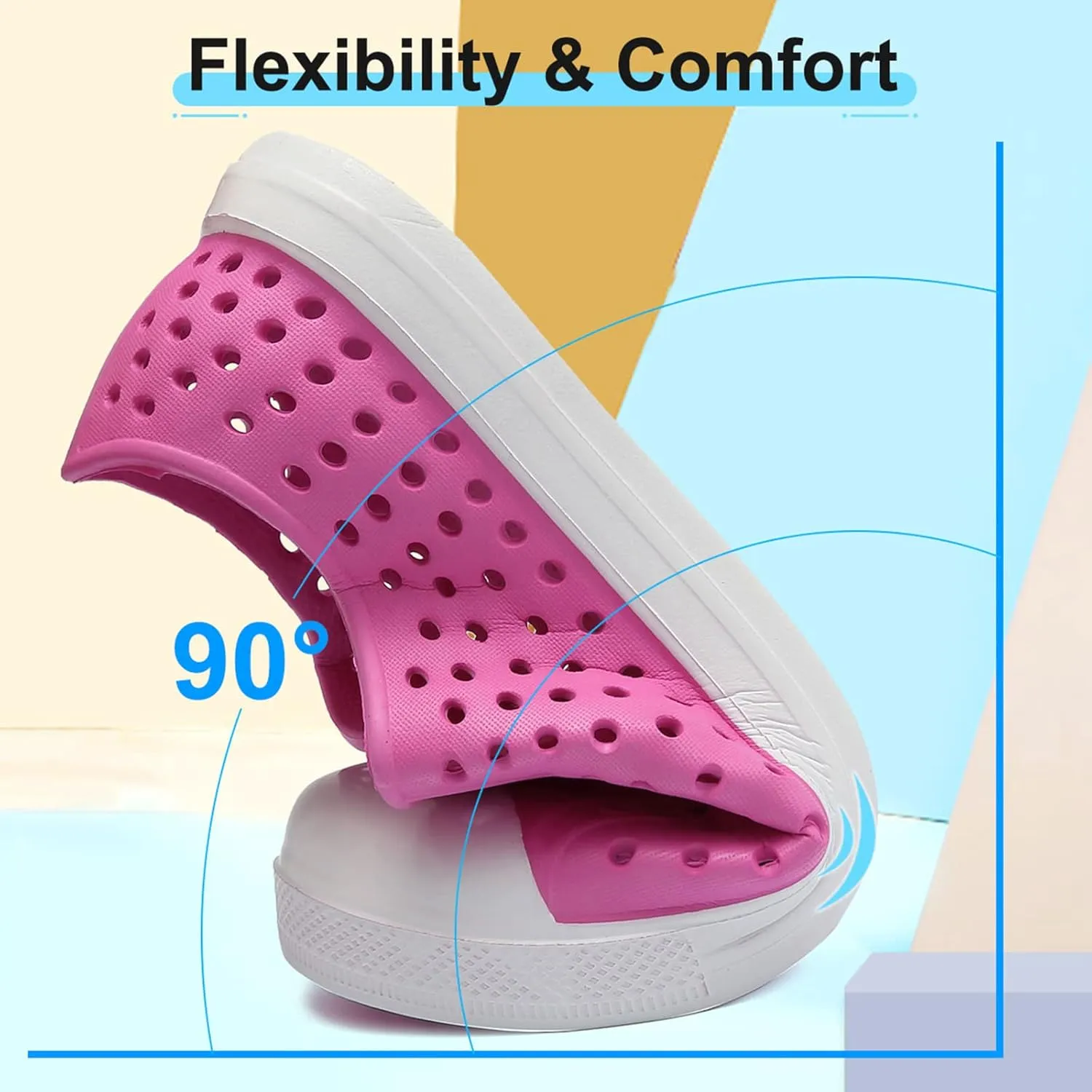 QLZ Toddler Kids Water Shoes for Boys Girls Garden Sandals Rubber Shoes Beach Sneakers, Slip-on Anti-Slip Lightweight Breathable Quick Dry Soft FlexibleToddler/Little Kid/Big Kid