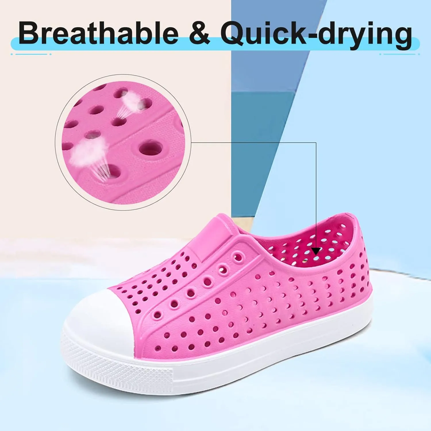 QLZ Toddler Kids Water Shoes for Boys Girls Garden Sandals Rubber Shoes Beach Sneakers, Slip-on Anti-Slip Lightweight Breathable Quick Dry Soft FlexibleToddler/Little Kid/Big Kid
