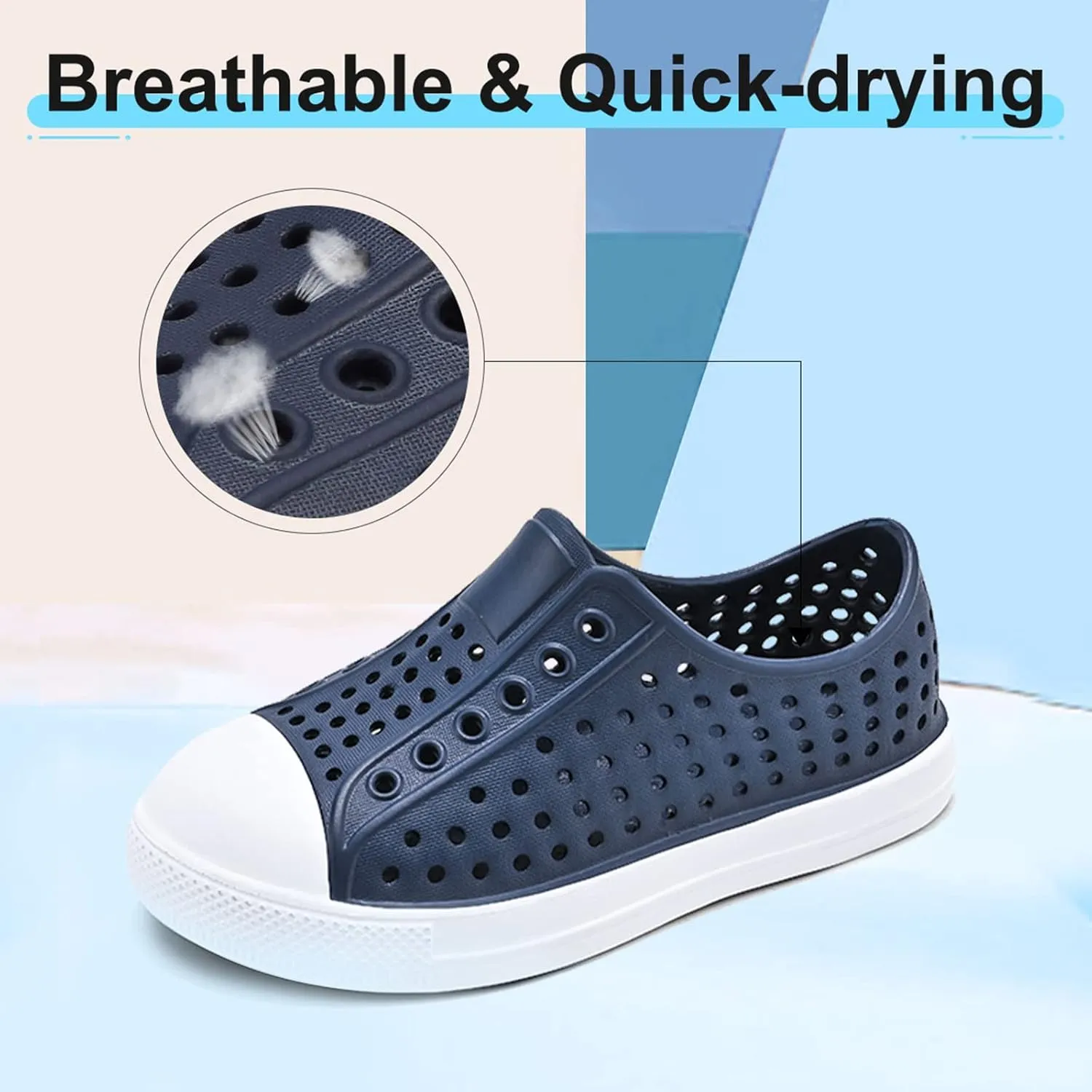 QLZ Toddler Kids Water Shoes for Boys Girls Garden Sandals Rubber Shoes Beach Sneakers, Slip-on Anti-Slip Lightweight Breathable Quick Dry Soft FlexibleToddler/Little Kid/Big Kid