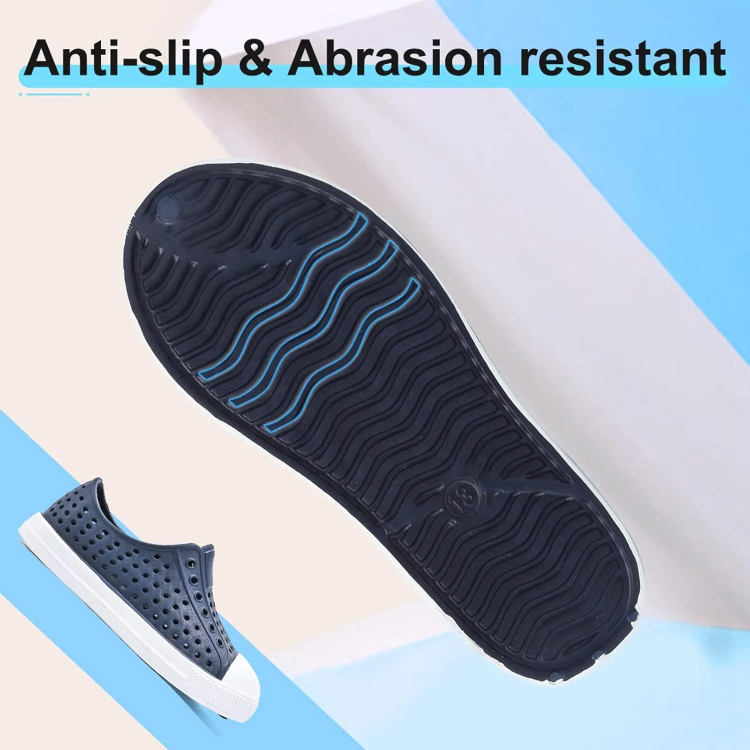 QLZ Toddler Kids Water Shoes for Boys Girls Garden Sandals Rubber Shoes Beach Sneakers, Slip-on Anti-Slip Lightweight Breathable Quick Dry Soft FlexibleToddler/Little Kid/Big Kid