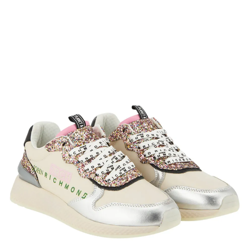 Scarpe Donna JOHN RICHMOND Sneakers Running in Pelle Bianca con Dettagli Silver