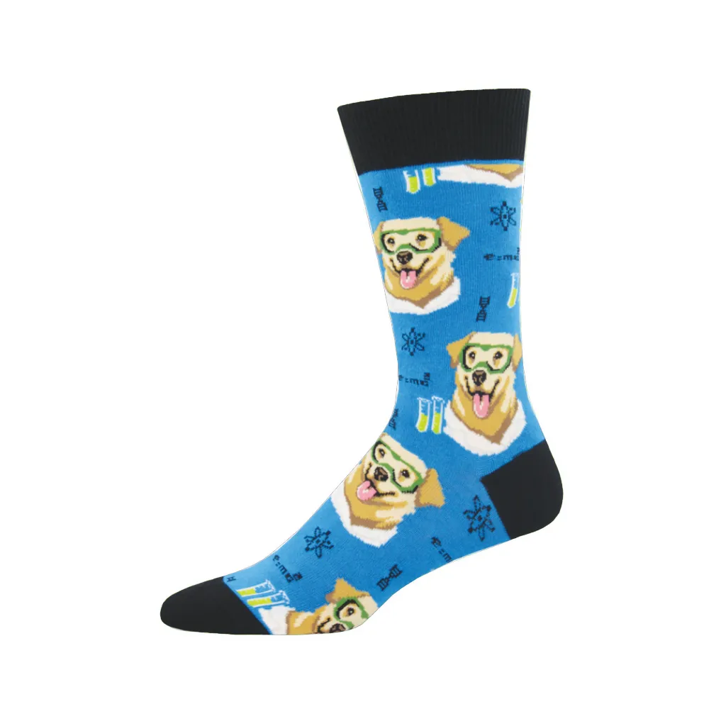 Science Lab Dog Crew Socks - Mens
