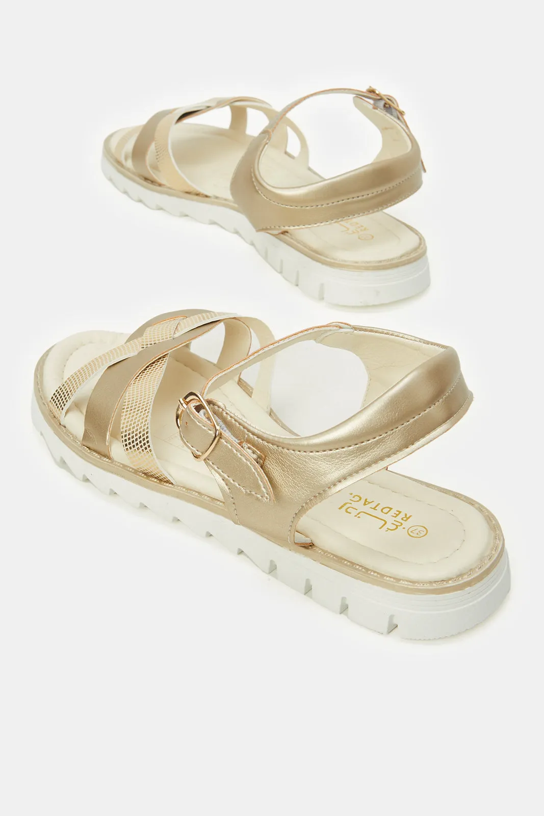 Senior Girls Beige Chunky Sandals