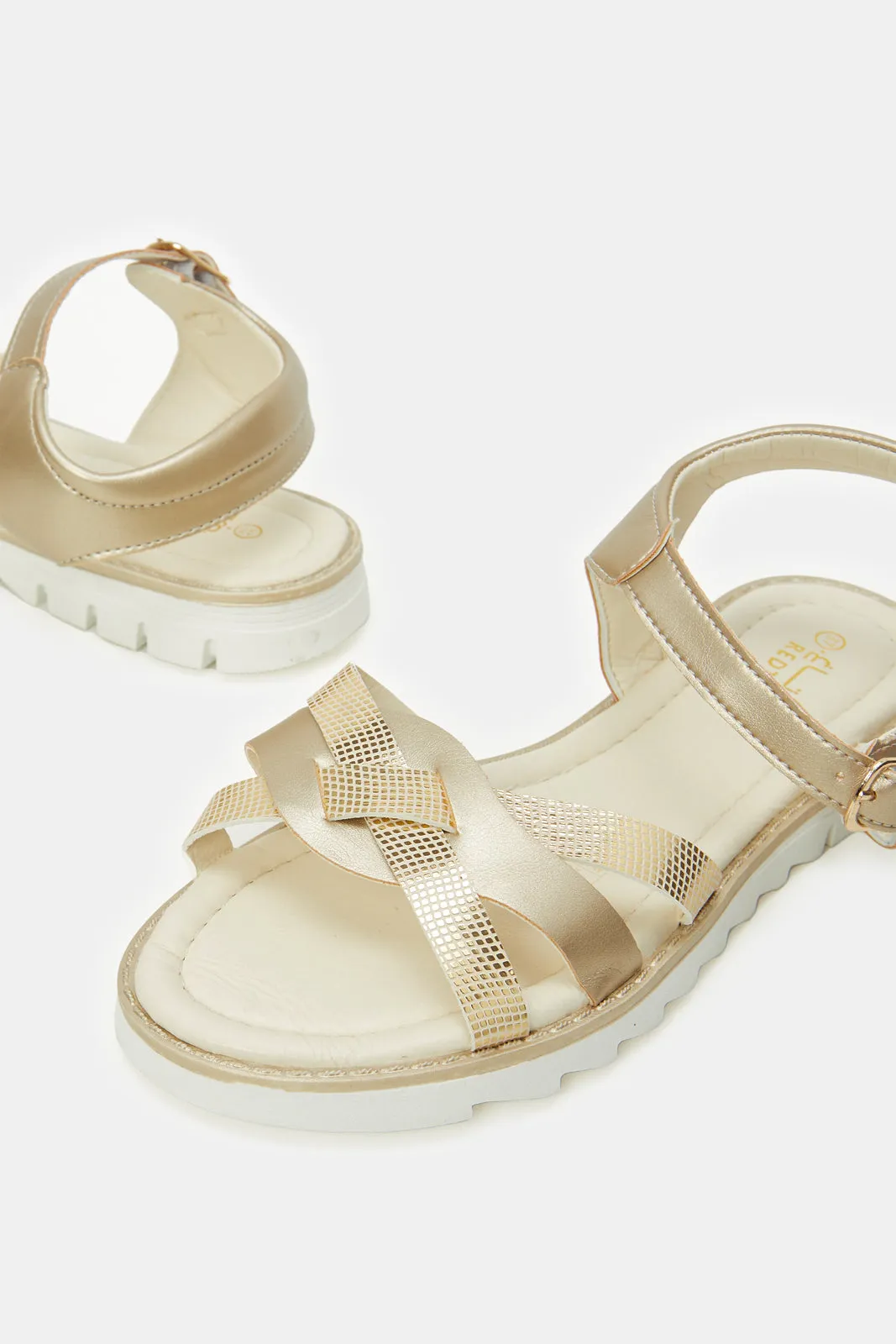 Senior Girls Beige Chunky Sandals