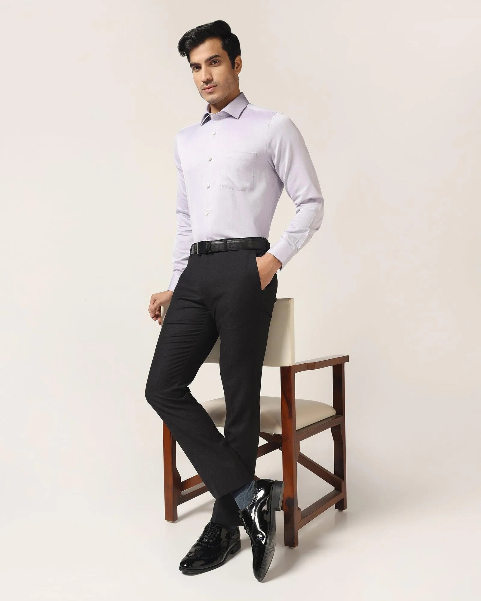Slim Fit B-91 Formal Black Textured Trouser - Freto