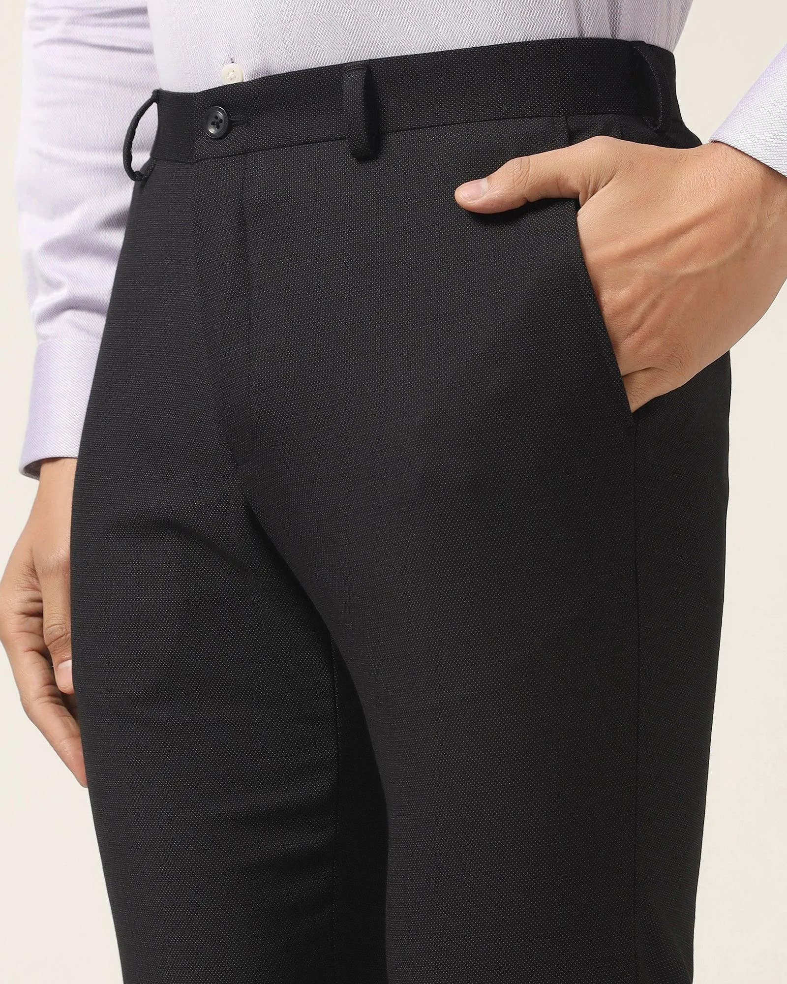 Slim Fit B-91 Formal Black Textured Trouser - Freto