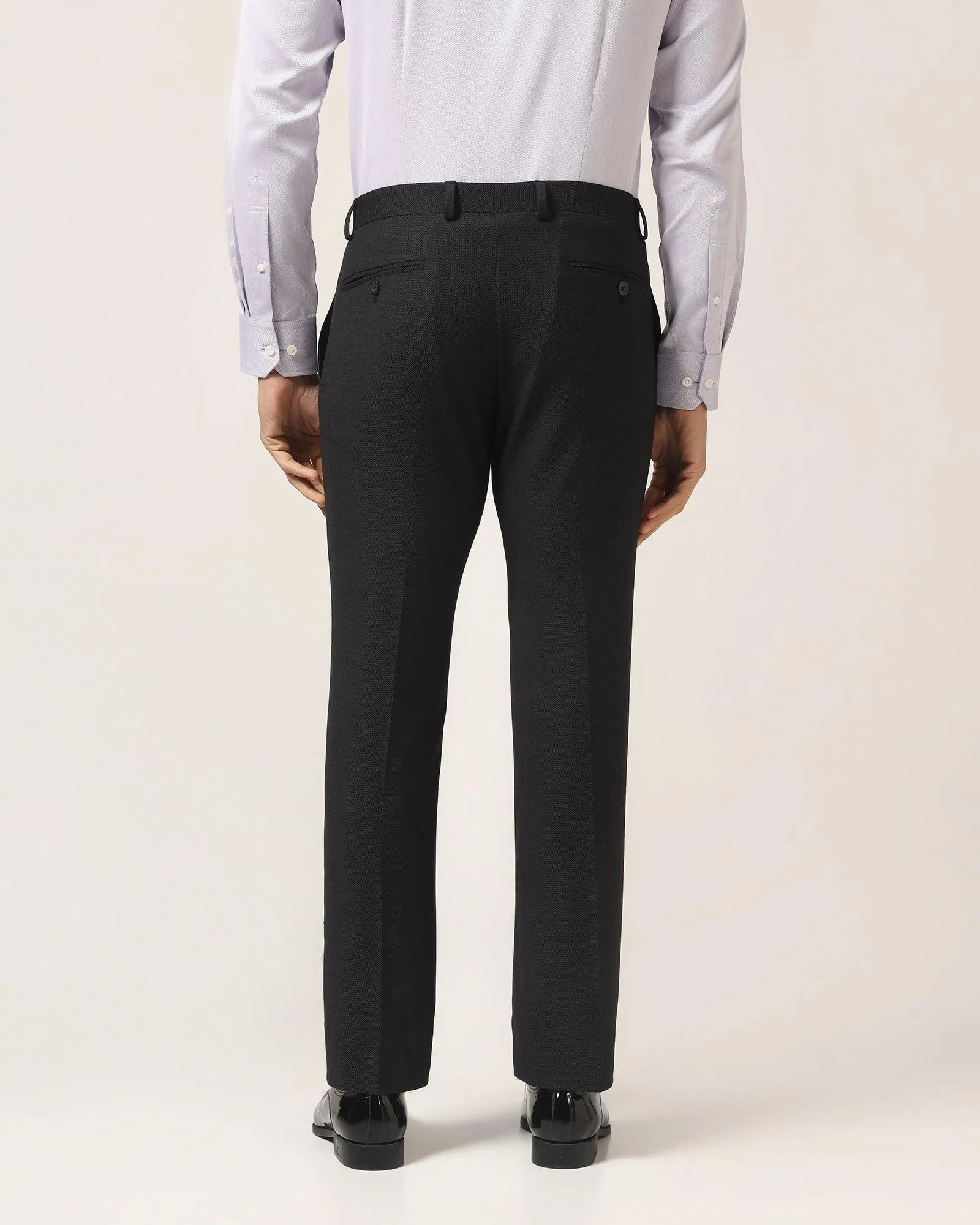 Slim Fit B-91 Formal Black Textured Trouser - Freto