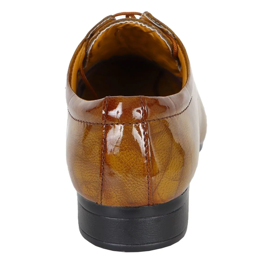 Somugi Tan Lace up Formal Shoes for Men made by Artificial Patent Leather
