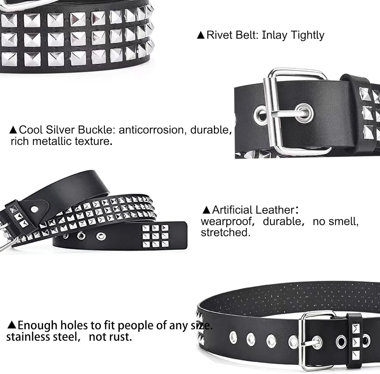 Studded Punk Y2K Goth Belt for Men or Women