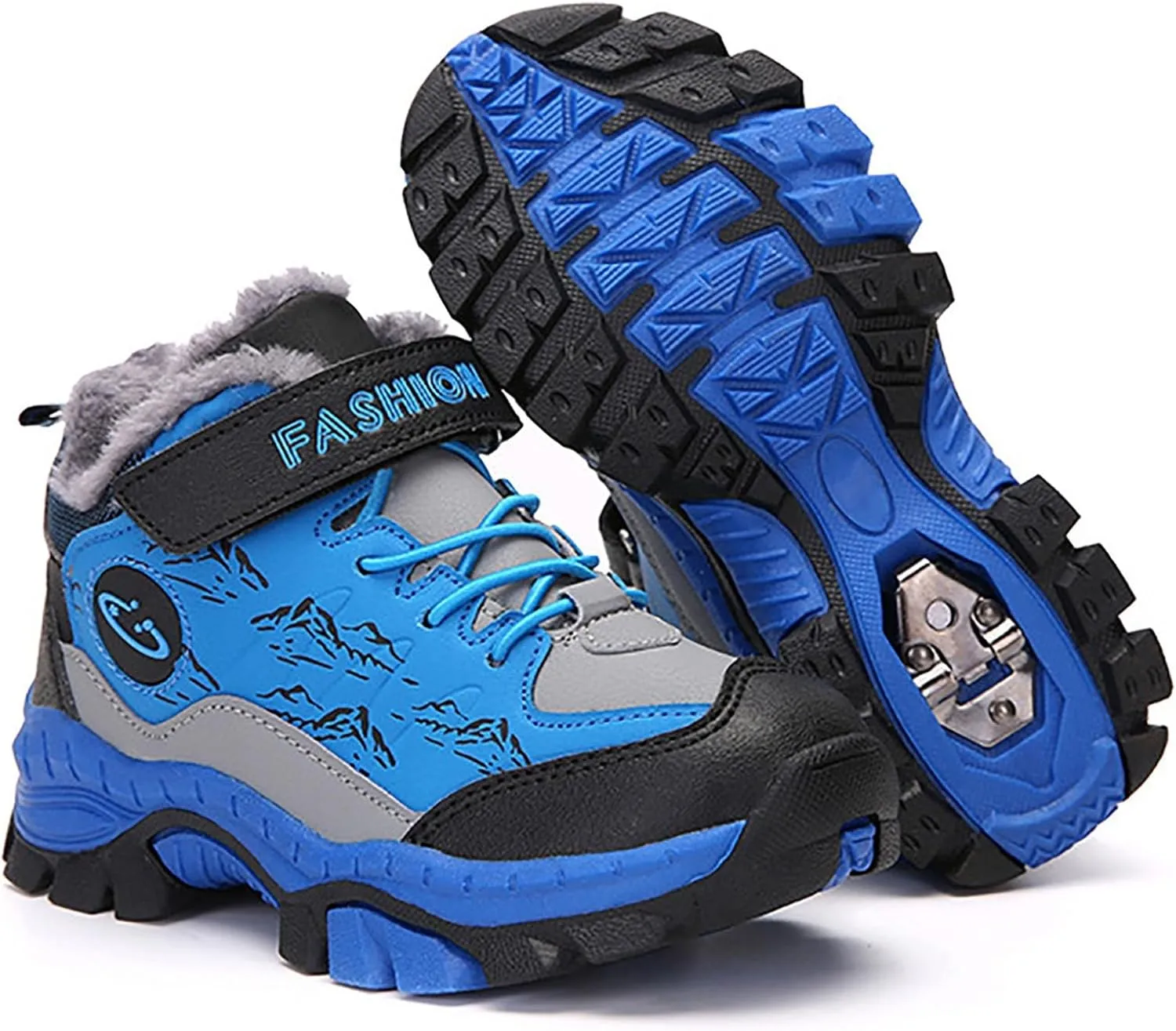Toddler Snow Boots Cozy Fleece Snow Boots Non-Slip Walking Shoes Faux Fur Lined Outdoor Ankle Boots Hiking Shoes